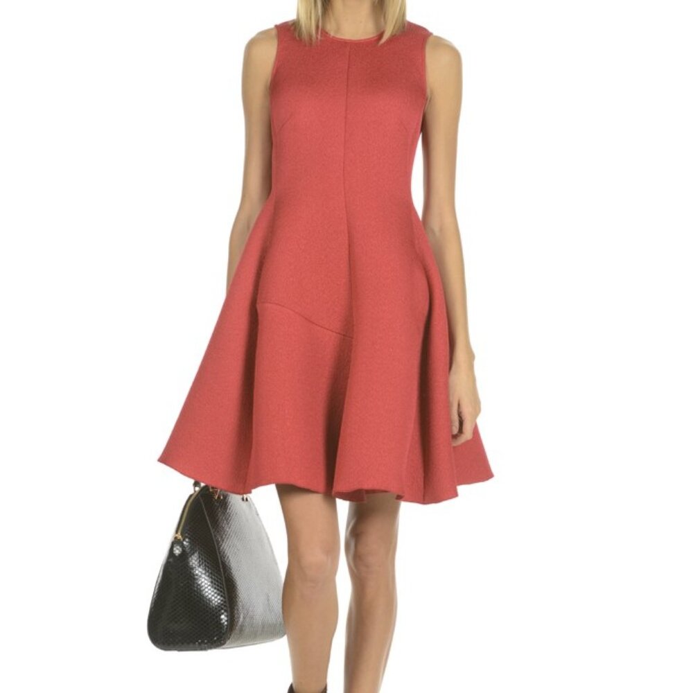 Emporio Armani Abstract Floral A-Line Dress in Burgundy, Pink, Blue - Picture 4 of 7